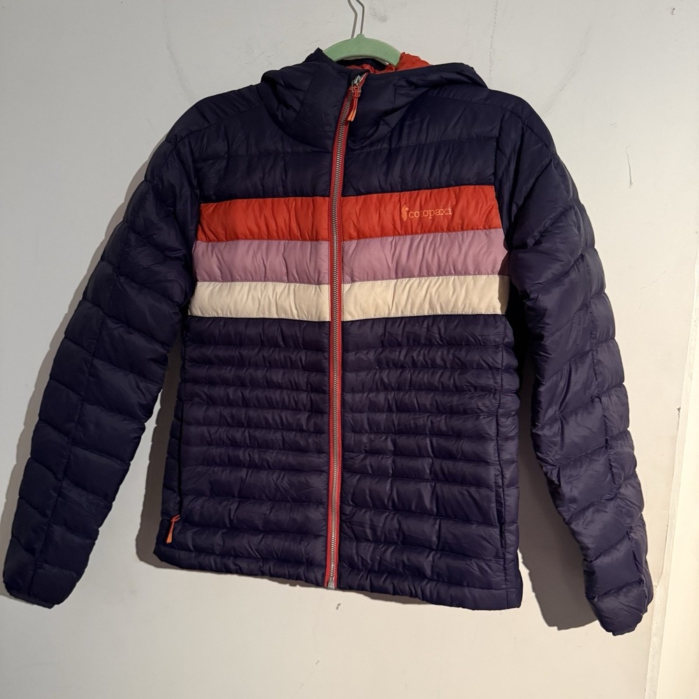 Cotopaxi fuego Packable hooded down jacket - women's Small Colorful Hiking